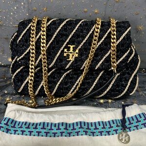 Tory Burch Navy and Gold Chain Shoulder Bag